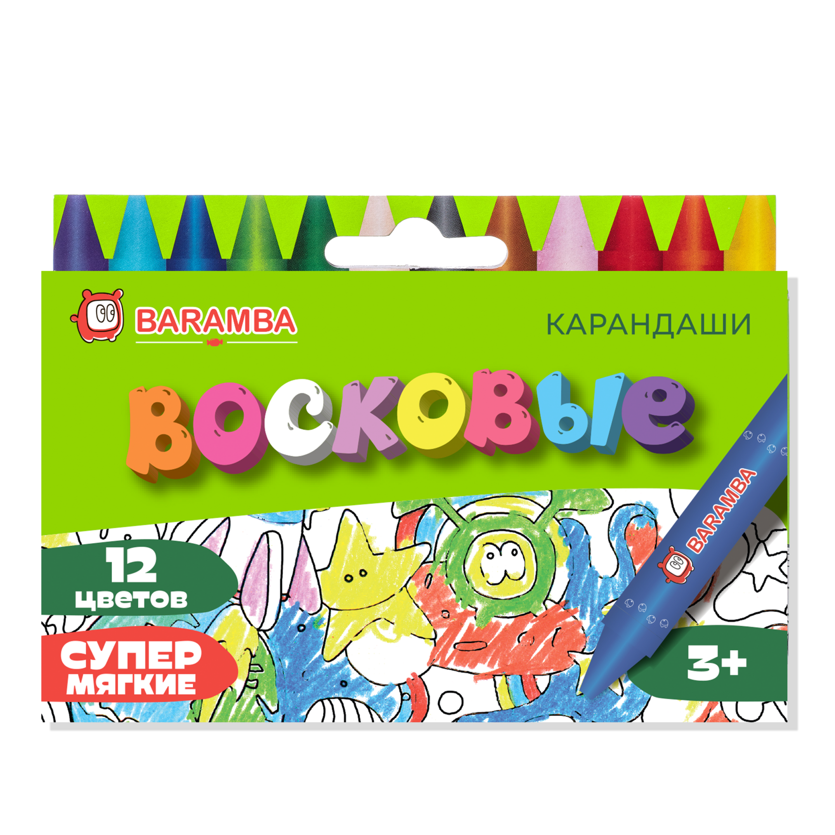 Детские карандаши восковые 12шт